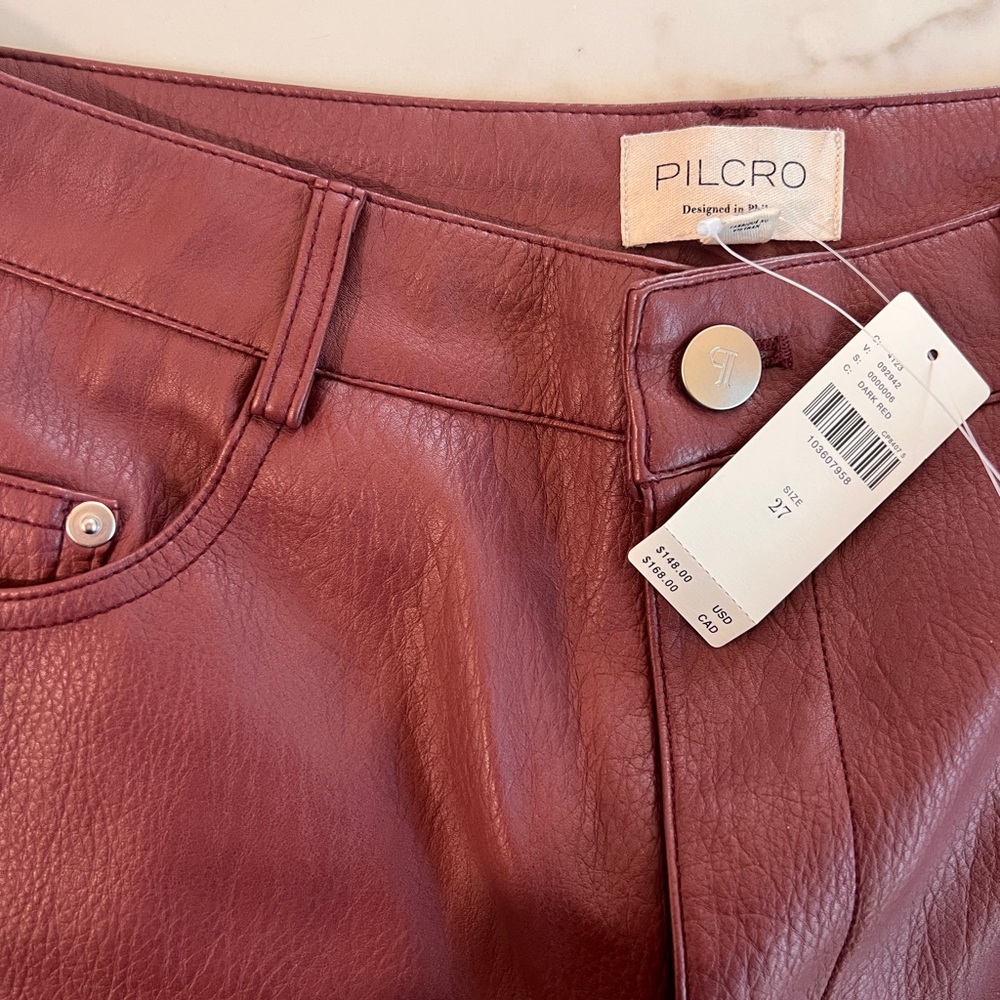 NWT Anthropologie Pilcro Faux Leather Twisted Balloon Pants - Picture 9 of 9